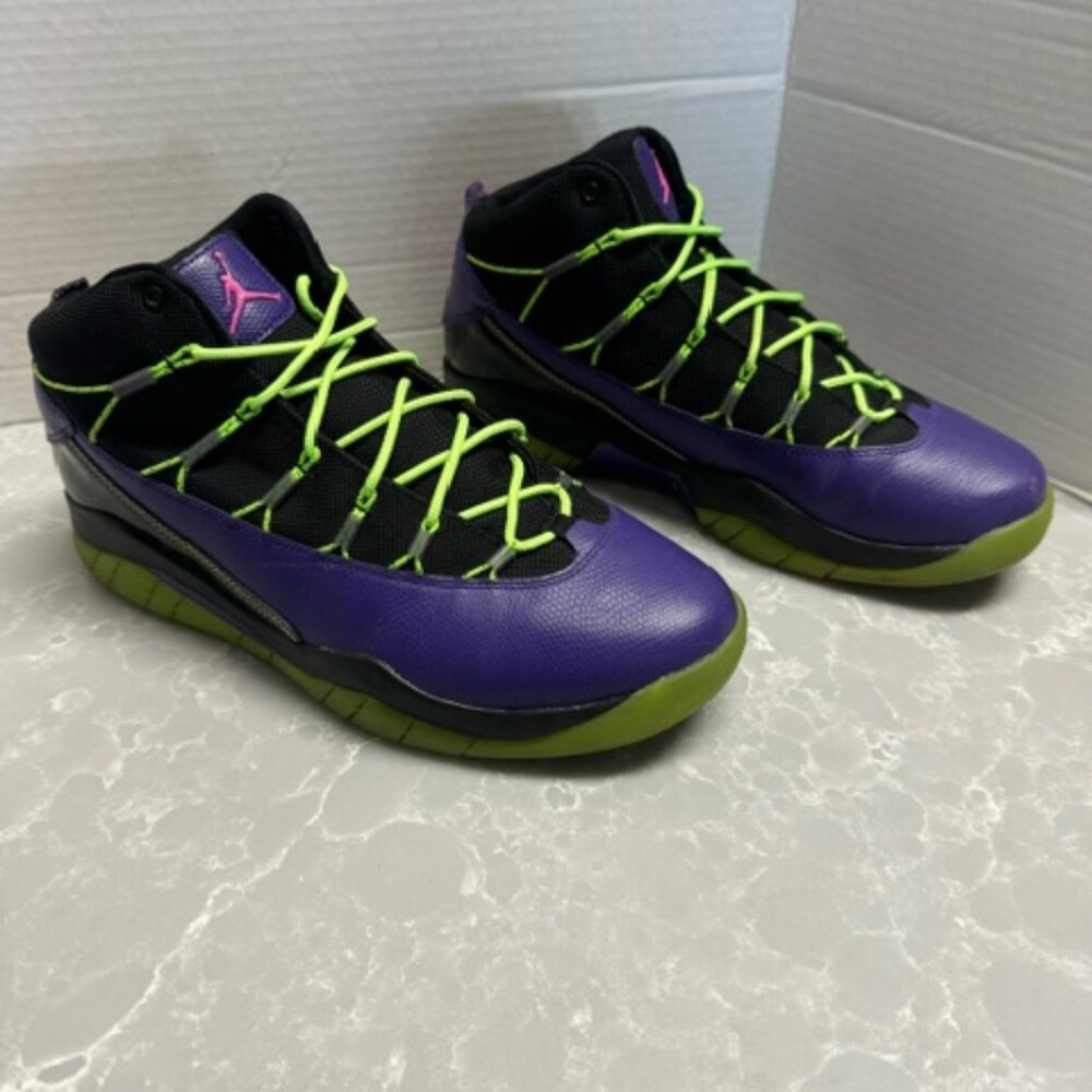 Nike Air Jordan Prime Flight purple black green Mens SZ 10 616846-018